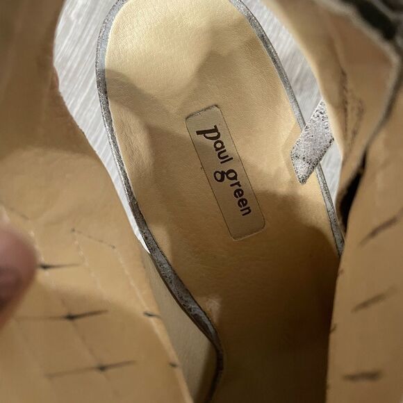 Paul Green Silver Peep Toe Leather Heels - (5.5) 8 US - Picture 13 of 13